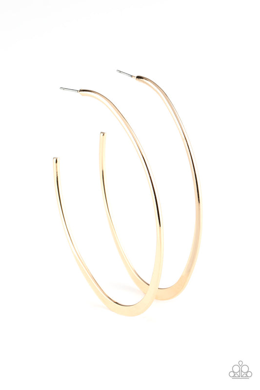 Flatlined Gold Hoop